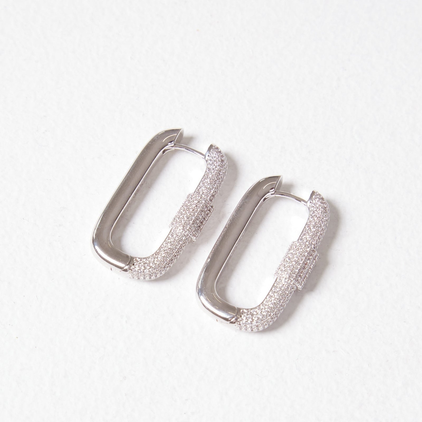 Half Iced Carabiner Earrings (Silver)