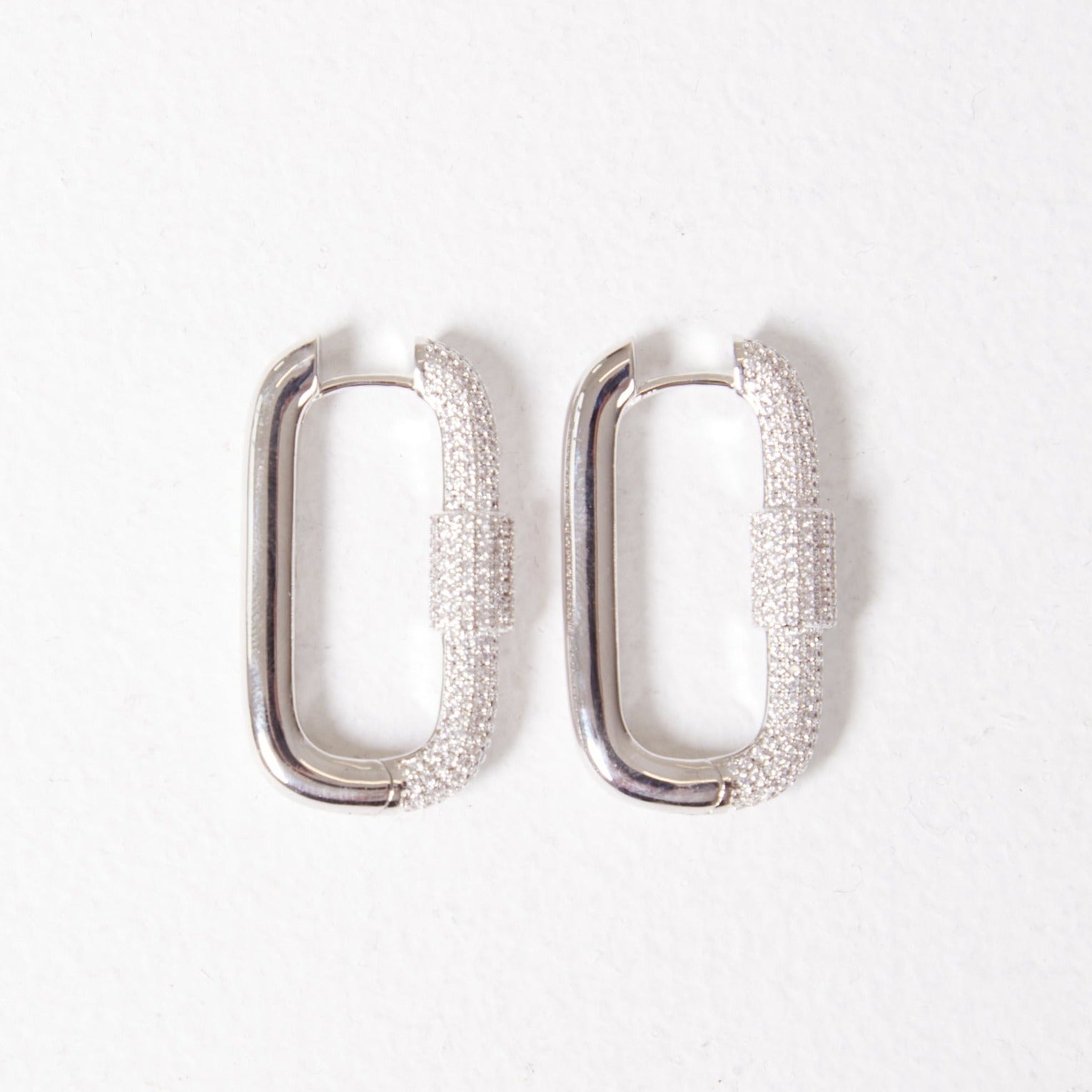 Half Iced Carabiner Earrings (Silver)