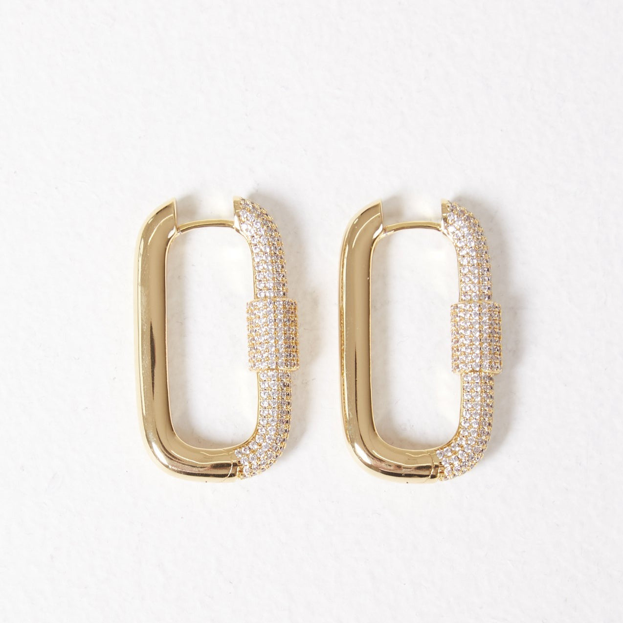 Half Iced Carabiner Earrings (Gold)