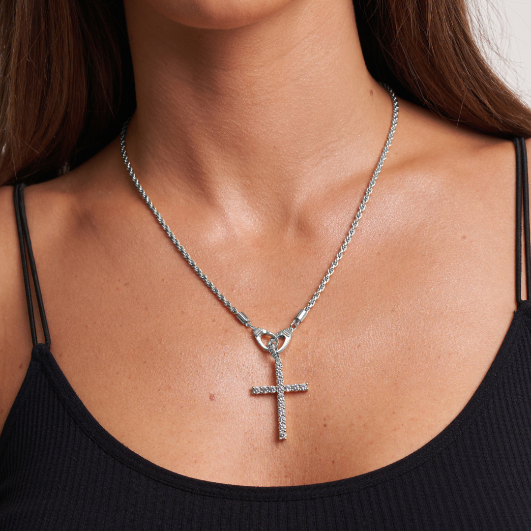 Mini Cross Necklace (Silver)