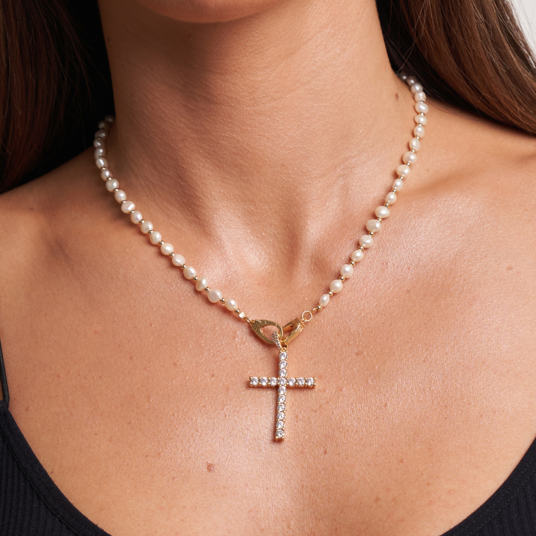 Mini Cross Necklace (Gold)